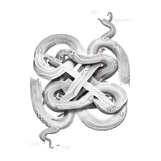 A mesmerizing design of snakes intertwining to form the shape of dollar signs tattoo design idea