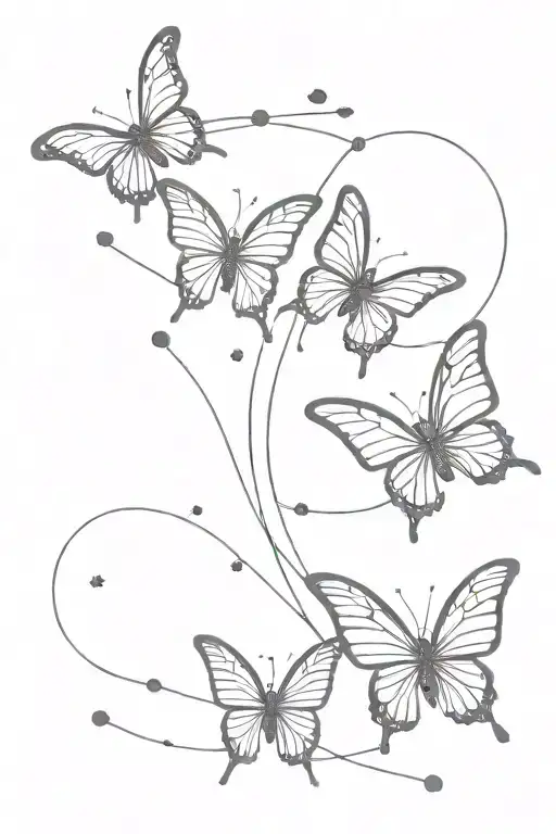 Three red butterflies. In a vertical line with the constellation of Gemini tattoo design idea