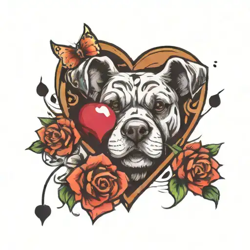 heart and paw print tattoo design idea