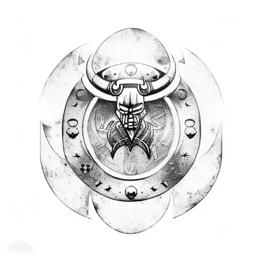 A valiant Viking shield with a detailed depiction of Odin's ravens, Huginn and Muninn, representing knowledge and foresight tattoo design idea