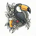 toucan with drink on tusk tattoo design idea