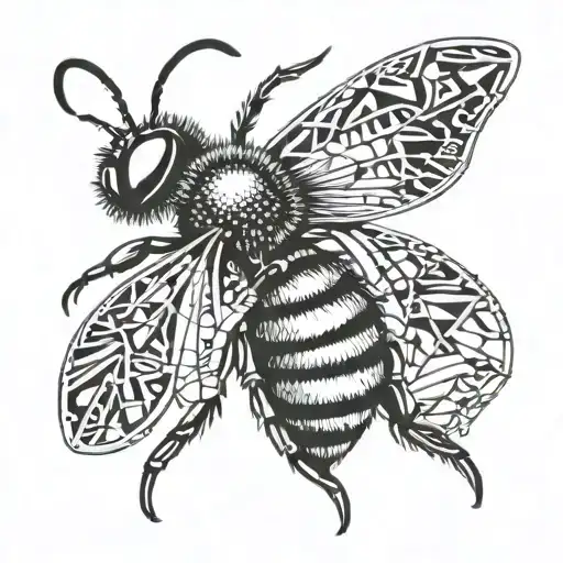 bee. wasp. butterfly. beetle surrounded by intricate geometric tattoo design idea