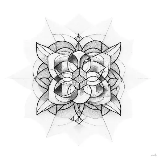 A geometric flower composed of interconnected cubes tattoo design idea