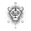 Sun, forest, cross, rose, horizon, lion tattoo design idea