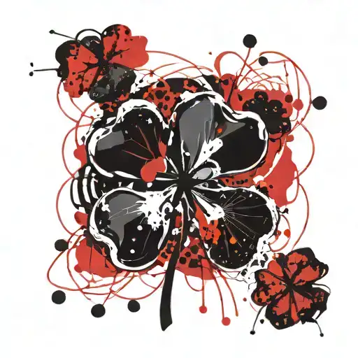 black five leaf clover tattoo design idea