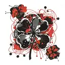 black five leaf clover tattoo design idea