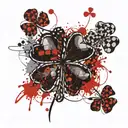 black five leaf clover tattoo design idea