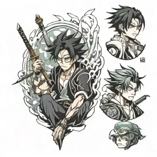 Sukuna, Tanjiro and Eren Yeager tattoo design idea