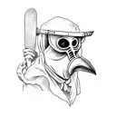 plague doctor with axe tattoo design idea