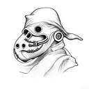 plague doctor with axe tattoo design idea