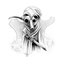plague doctor with axe tattoo design idea