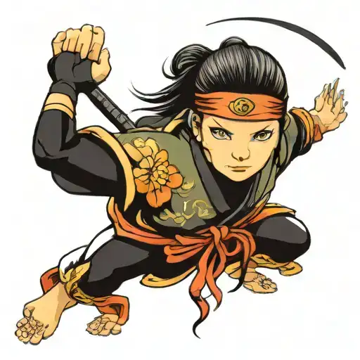 female ninja tattoo design idea