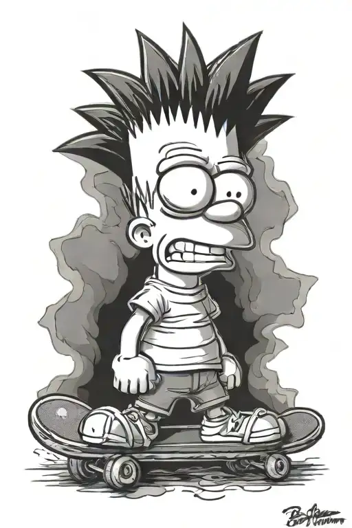 Bart Simpson skateboarding tattoo design idea