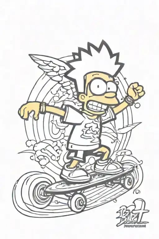 Bart Simpson skateboarding tattoo design idea