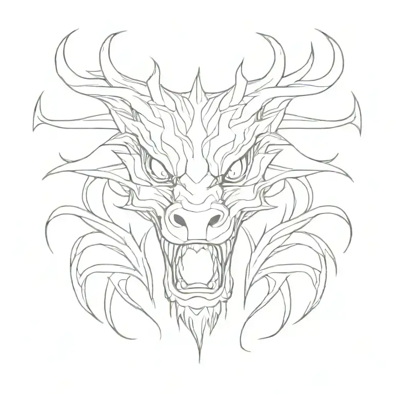 Dragon head, mouth open tattoo design idea