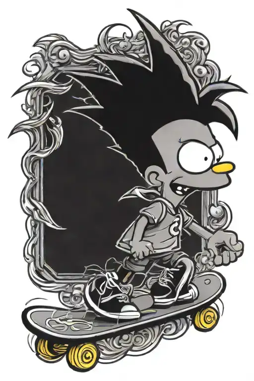Bart Simpson skateboarding tattoo design idea