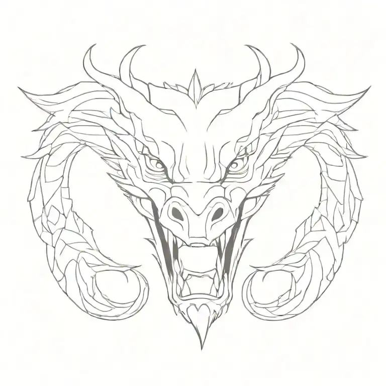 Dragon head with neck, mouth open tattoo design idea