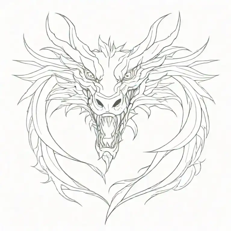 Dragon head with neck, mouth open tattoo design idea