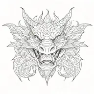 Dragon head with neck, mouth open tattoo design idea
