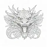 Dragon head with neck, mouth open tattoo design idea