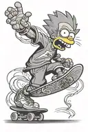 Bart Simpson skateboarding tattoo design idea