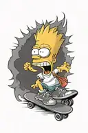 Bart Simpson skateboarding tattoo design idea