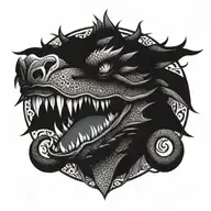 Dragon head, mouth open tattoo design idea