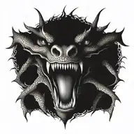 Dragon head, mouth open tattoo design idea
