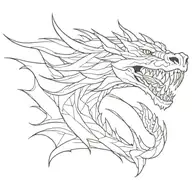 Dragon head with neck, mouth open tattoo design idea