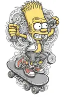 Bart Simpson skateboarding tattoo design idea