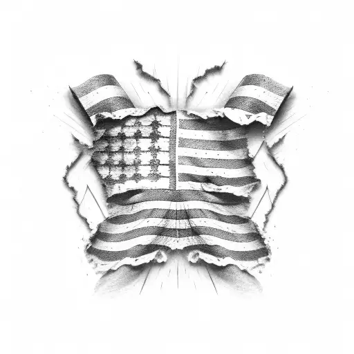 ripped up American flag with the constitution inside of it  tattoo design idea