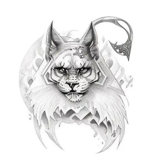 A masculine tattoo combining elements of old art and gothic style, featuring a knife and sword crossed with intricate details tattoo design idea