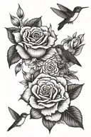 two Pennie's and a hummingbird and a rose and the constilation delphinus  tattoo design idea