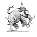 Sikh warrior jump attacking an elephant using his spear tattoo design idea