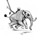 Sikh warrior jump attacking an elephant using his spear tattoo design idea