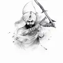 sikh warrior ran and jump attack with spear tattoo design idea