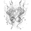 An intricately designed brass knuckle surrounded by lightning bolts tattoo design idea