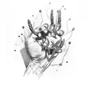 An intricately designed brass knuckle surrounded by lightning bolts tattoo design idea