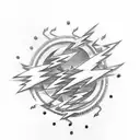 An intricately designed brass knuckle surrounded by lightning bolts tattoo design idea