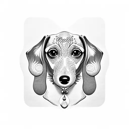 dachshund face with a blackberry fruit tattoo design idea