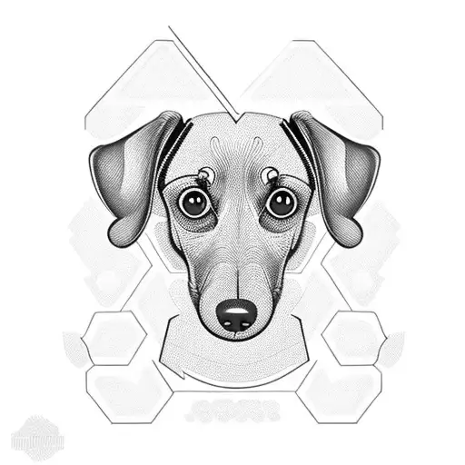 dachshund face with a blackberry fruit tattoo design idea