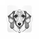 dachshund face with a blackberry fruit tattoo design idea