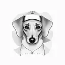 dachshund face with a blackberry fruit tattoo design idea