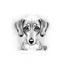 dachshund face with a blackberry fruit tattoo design idea