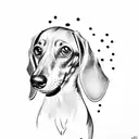 dachshund face with a blackberry fruit tattoo design idea