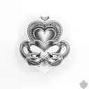 polyamory infinity heart claddagh with triquetras tattoo design idea