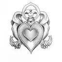 polyamory infinity heart claddagh with triquetras tattoo design idea