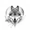 wolf with nordic elements tattoo design idea