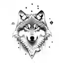 wolf with nordic elements tattoo design idea