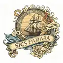 sic parvis magna with waves crashing in the background tattoo design idea